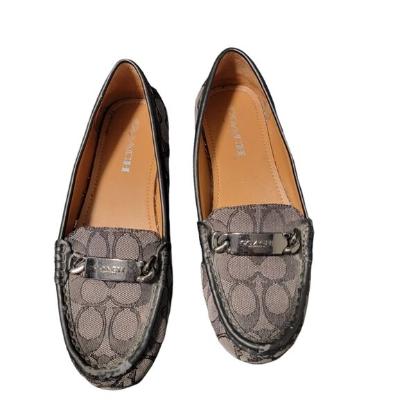 Coach Womens Signature C Jacquard Gray Round Toe Flat Slip On Loafers Size 7 B - Picture 3 of 8